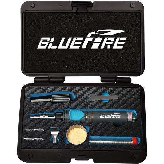 BLUEFIRE MRT-1117K Cordless Butane Soldering Iron Kit Portable Multi-Purpose Mini Torch for Electronics, Jewelry, Welding & Brazing|Self-Igniting,Flame Control,Light Weight,Rapid Heat Up,Rechargeable