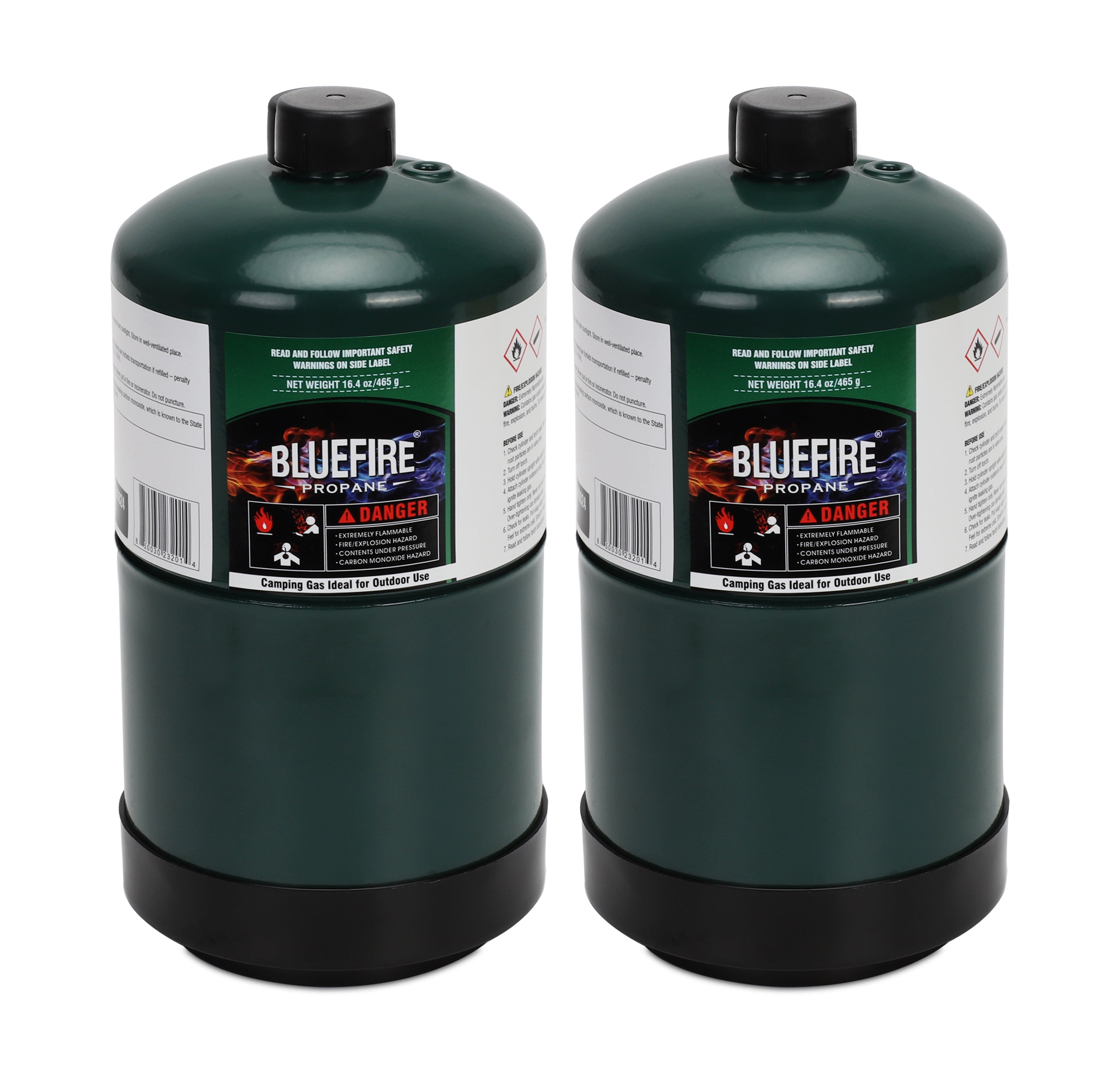 BLUEFIRE 2x Propane Camping Gas Fuel Cylinder Canister 16.4oz Tank 95% ...