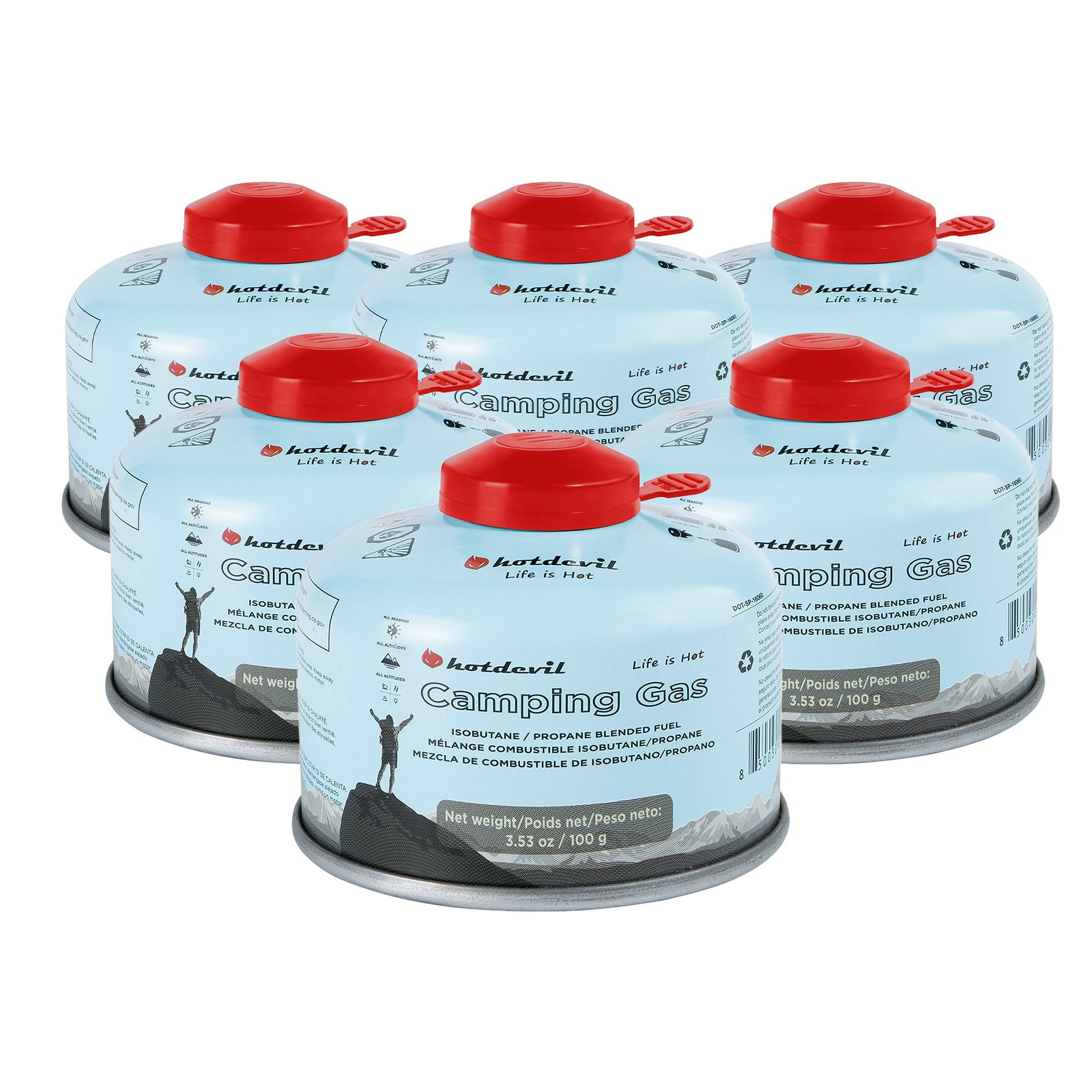 Packl Packl of 6 BF-IB100-6 Isobutane Fuel Canister 100 Gram Camping Stove F ...