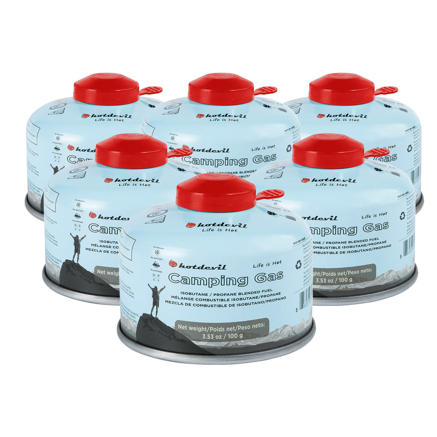 Packl of 6 BF-IB100-6 Isobutane Fuel Canister 100 Gram Camping Stove Fuel Butane Propane Blend Camping Fuel Gas Canister Backpacking Fuel Light-weight Compact Camping Fuel 3.53oz