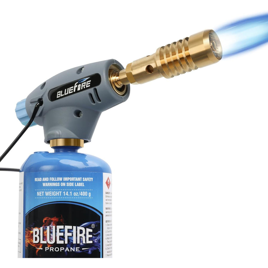 ‎HB-911B BLUEFIRE Handy Cyclone Torch Head Portable Brass Gas Torch Manual Ignite Fuel by MAPP MAP PRO Propane Gas Cylinder for Soldering Welding Plumbing Repair Lighting Grills Glass Work Remove Tile DIY