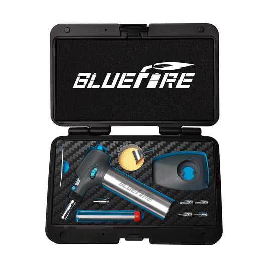 BLUEFIRE HT-908K Butane Soldering Iron Kit Portable Butane Torches Multi-Function Mini Torch for Wood Burning,Hot-Knife,Soldering|Self-Igniting,Adjustable Flame,Light Weight,Rapid Heat Up,Cordless