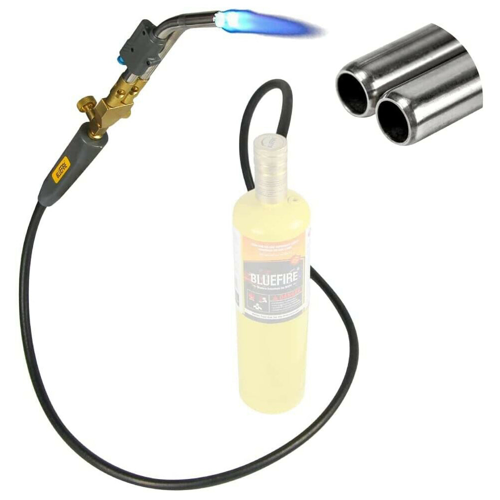 HZ-8150 Double Heads Swirl Flame Self-Ignition Hosed Turbo Torch 5' long Hose Trigger Start MAPP MAP Propane Welding Blowtorch