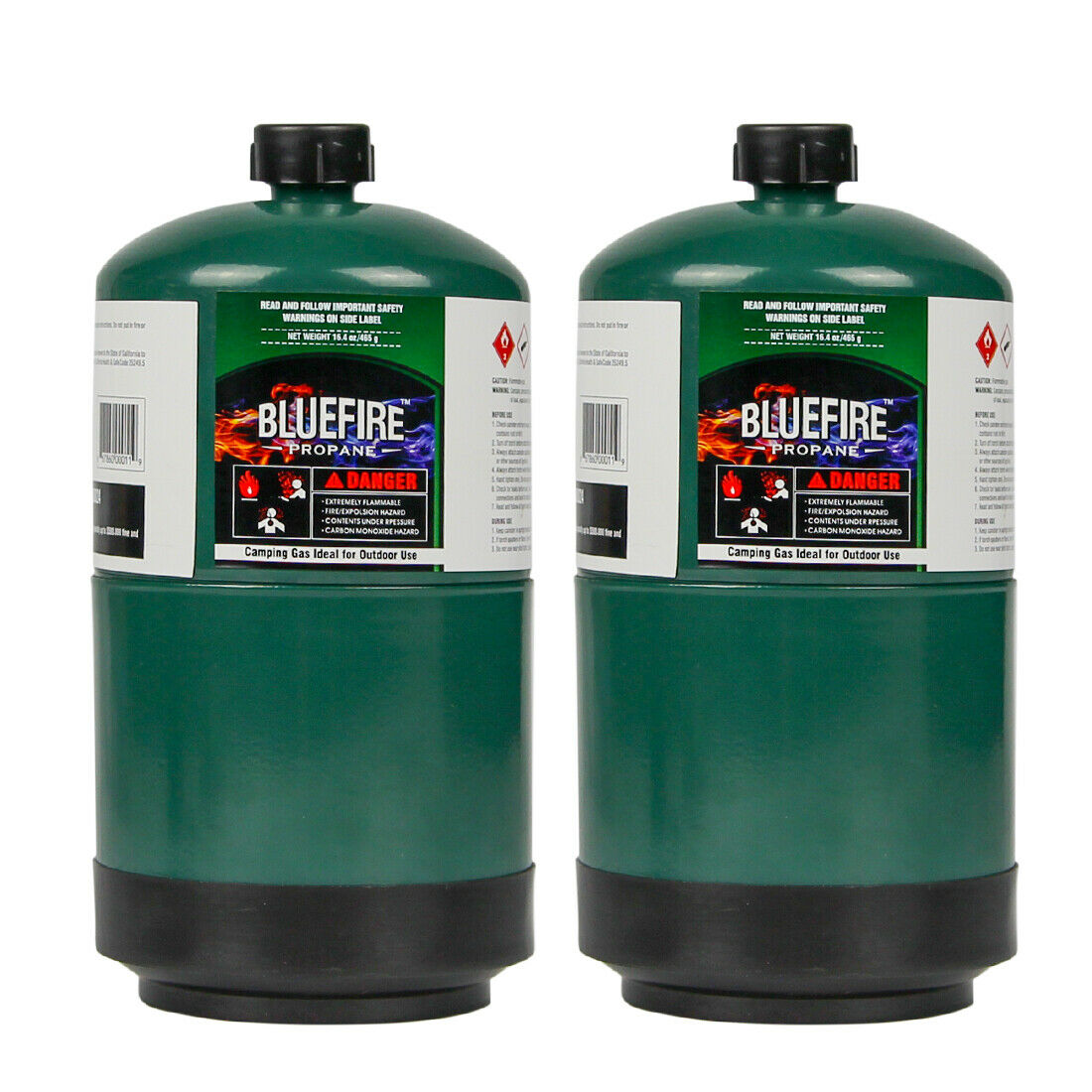 BLUEFIRE 2x Propane Camping Gas Fuel Cylinder Canister 16.4oz Tank 95% High Purity