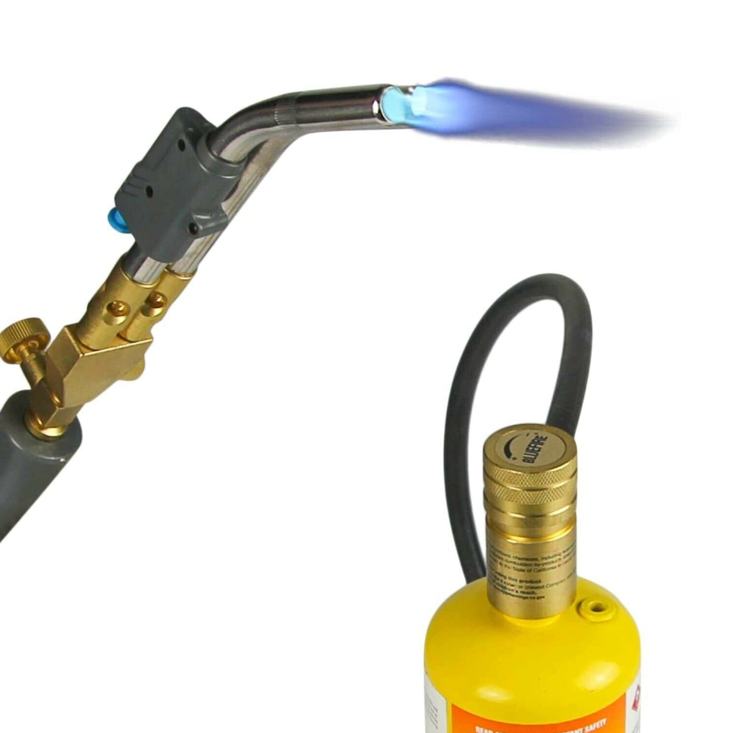 HZ-8150 Double Heads Swirl Flame Self-Ignition Hosed Turbo Torch 5' long Hose Trigger Start MAPP MAP Propane Welding Blowtorch